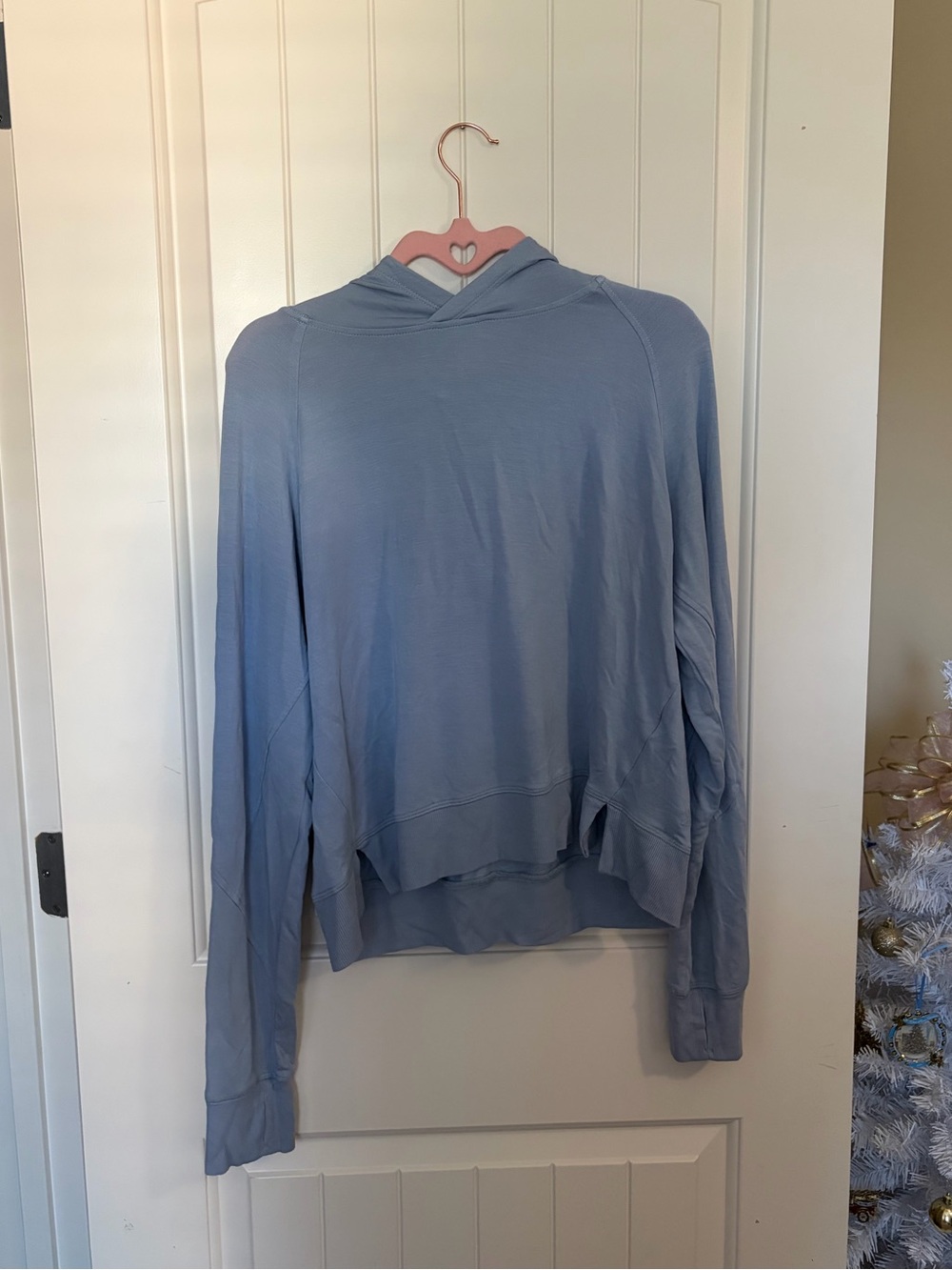 light blue hoodie